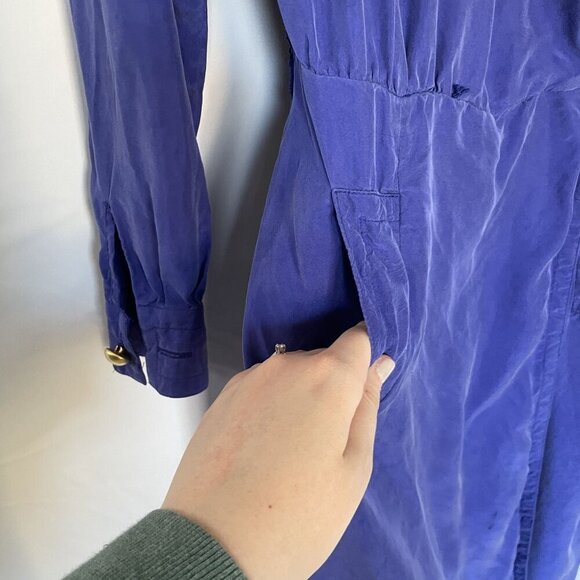 Casual Corner Womens Silk Wrap Dress With Long Sleeves Pockets Royal Blue Size 8 - Picture 6 of 12